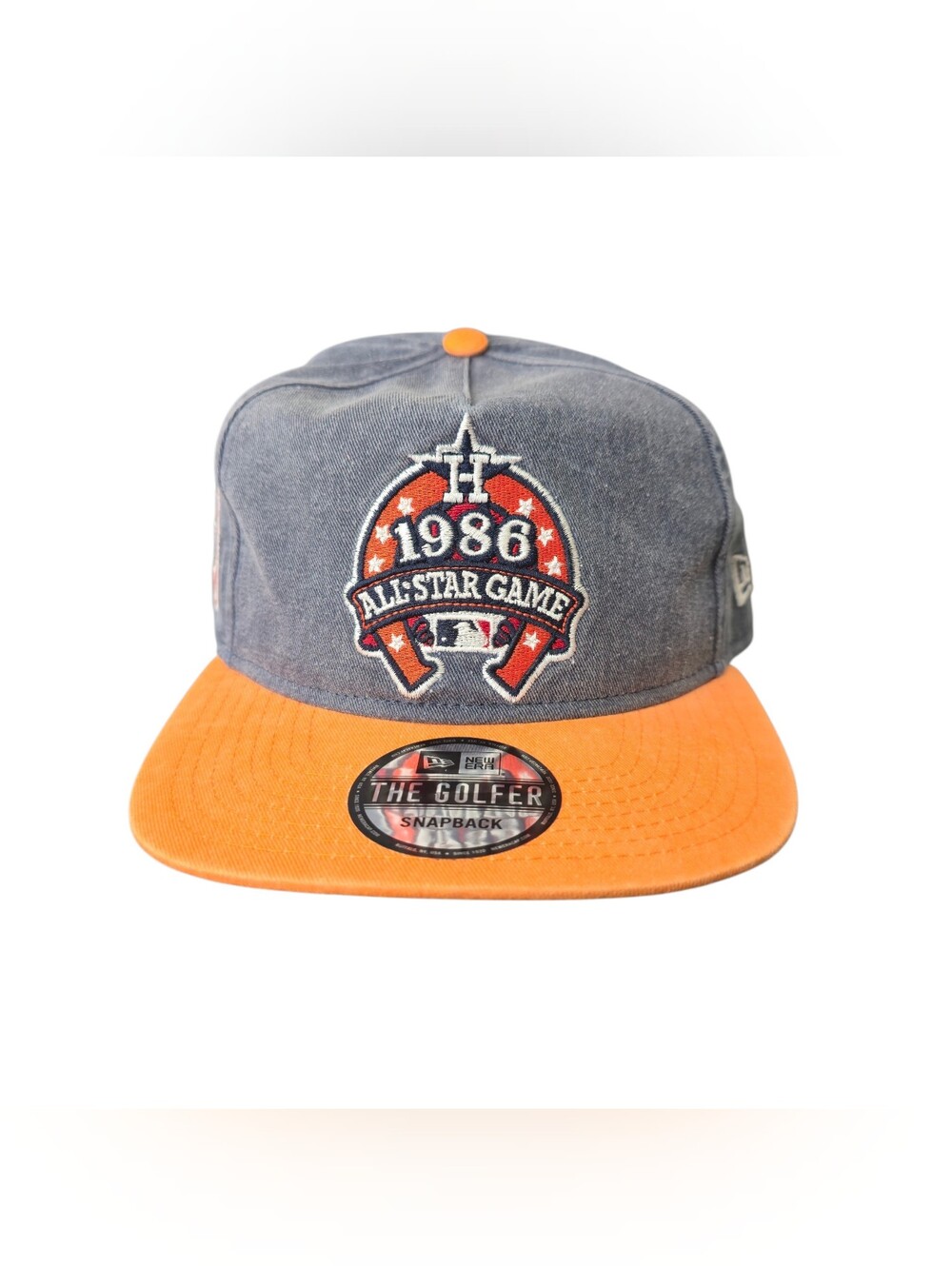 New Era Houston Astros 1986 All-Star Game Golfer Snapback Hat Navy Orange Denim